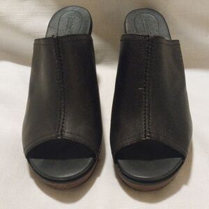 Timberland Earthkeepers Black Leather Slip on Heeled Wedge Shoes